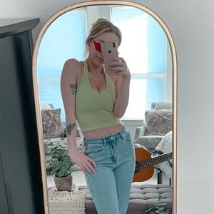 hollister yellow halter ribbed tank top